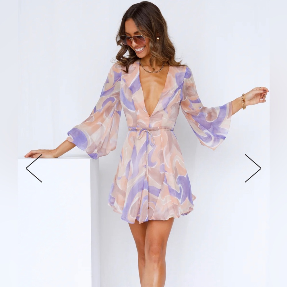 STAR PLAYER DRESS NUDE  | Hello Molly Dress NWT | long sleeve mini dress